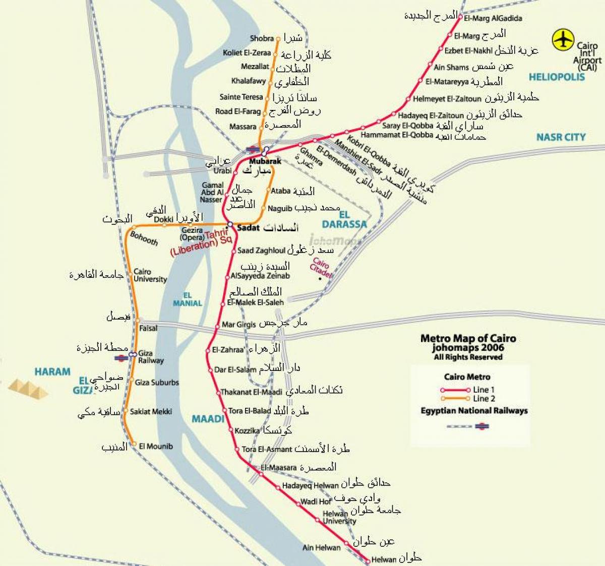 cairo mappa della metropolitana 2016
