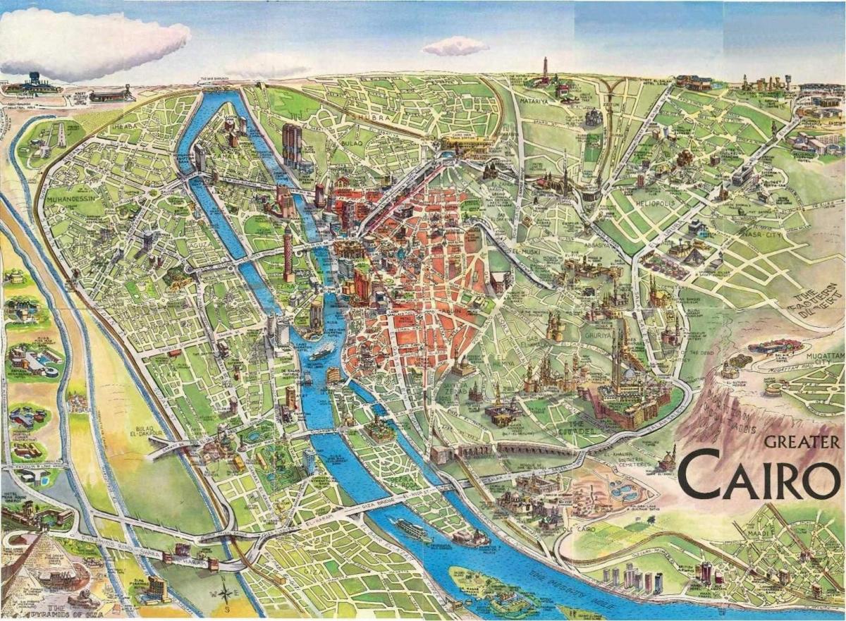 La mappa turistica di il cairo egitto